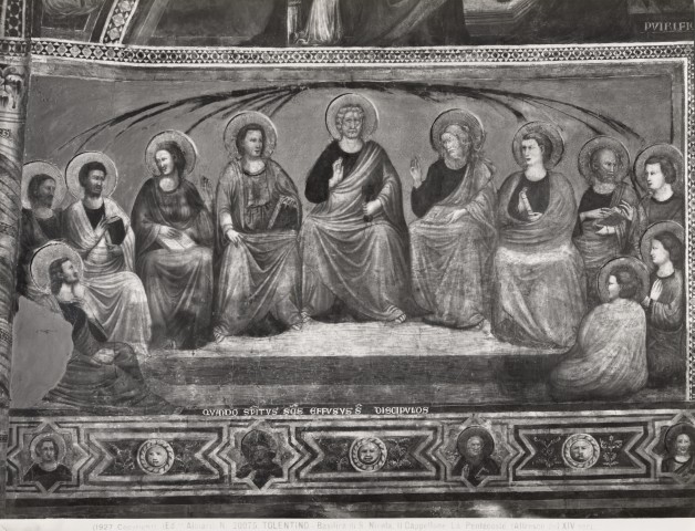 Alinari, Fratelli — Tolentino - Basilica di S. Nicola. Il Cappellane. La Pentecoste. (Affresco del XIV Sec.) — insieme